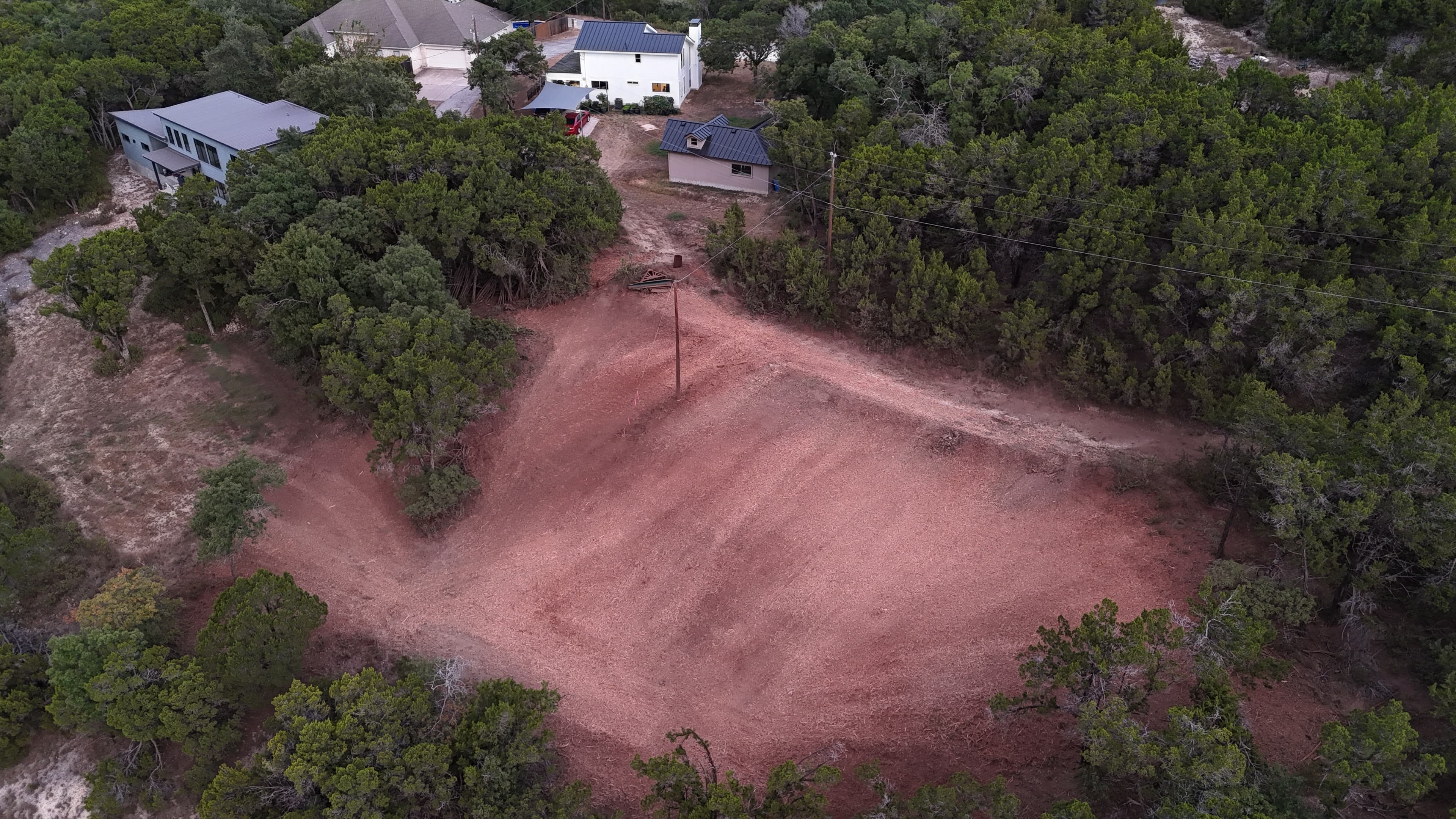 Completed forestry mulching job in Lago Vista, TX